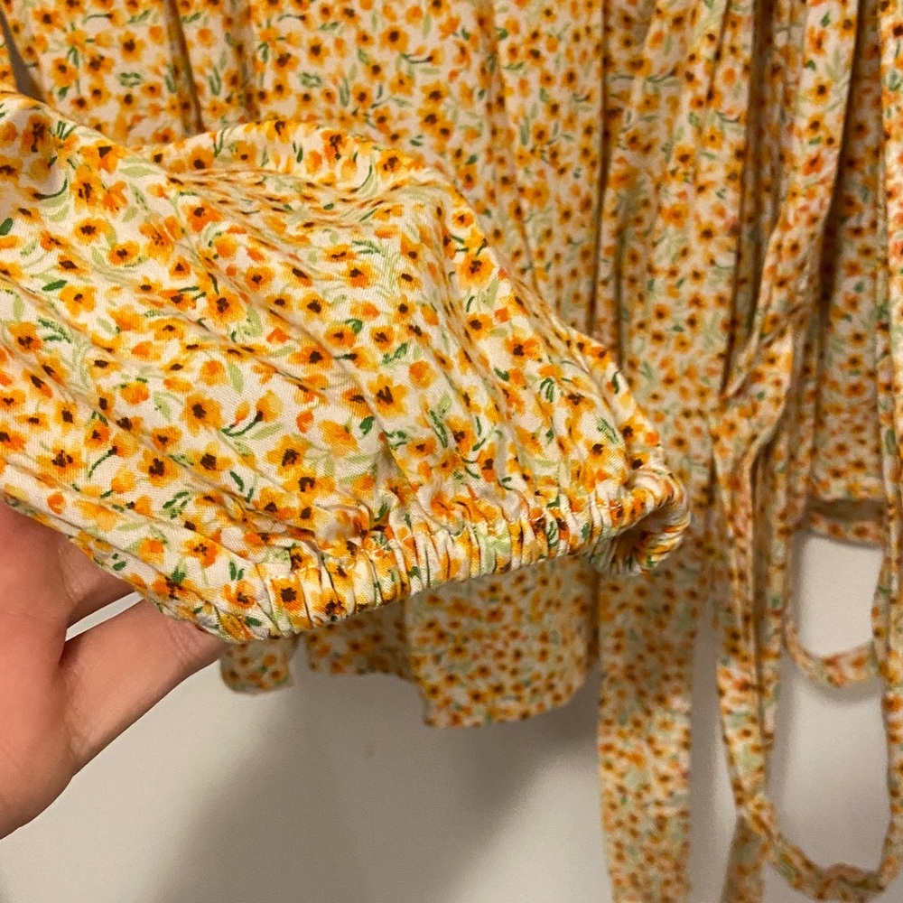 Old Navy Yellow Floral Wrap Blouse - Picture 5 of 6